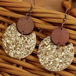 Gold and Brown Dangle Earrings